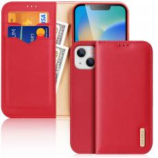 Dux Ducis - Dux Ducis iPhone 14 Plus Plånboksfodral Äkta Läder Hivo Flip - Röd