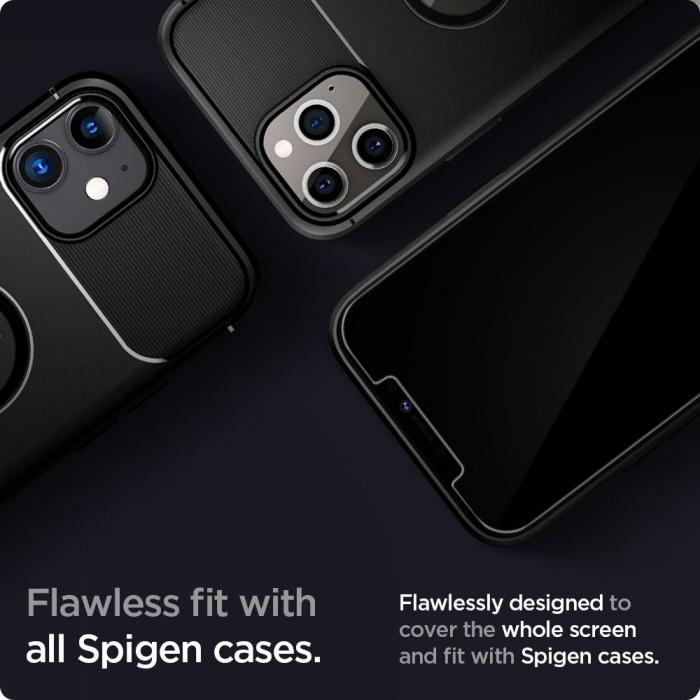 Spigen - SPIGEN Ez Fit 2-Pack Hrdat Glas Skrmskydd.Tr iPhone 12 Pro Max - Svart