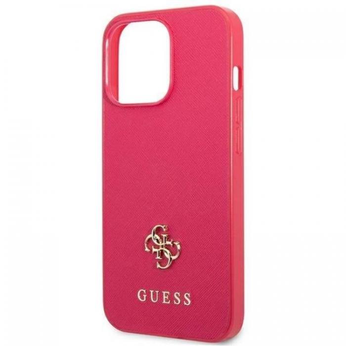 Guess - Guess iPhone 13 Pro Mobilskal Saffiano 4G Small Metal Logo - Rosa