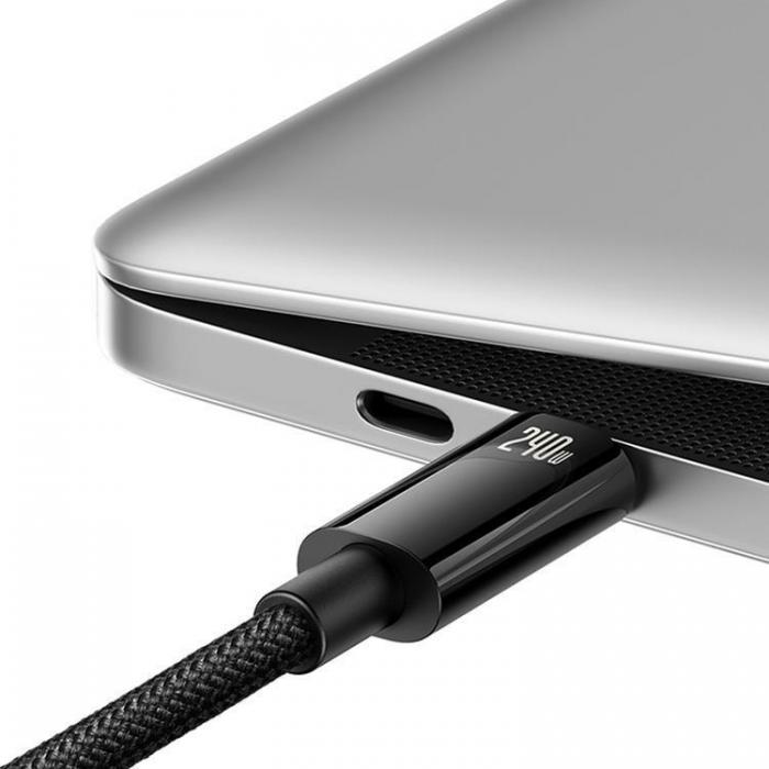 BASEUS - Baseus USB-C till USB-C Kabel 480Mb/s 240W 3m Tungsten Guld - Svart