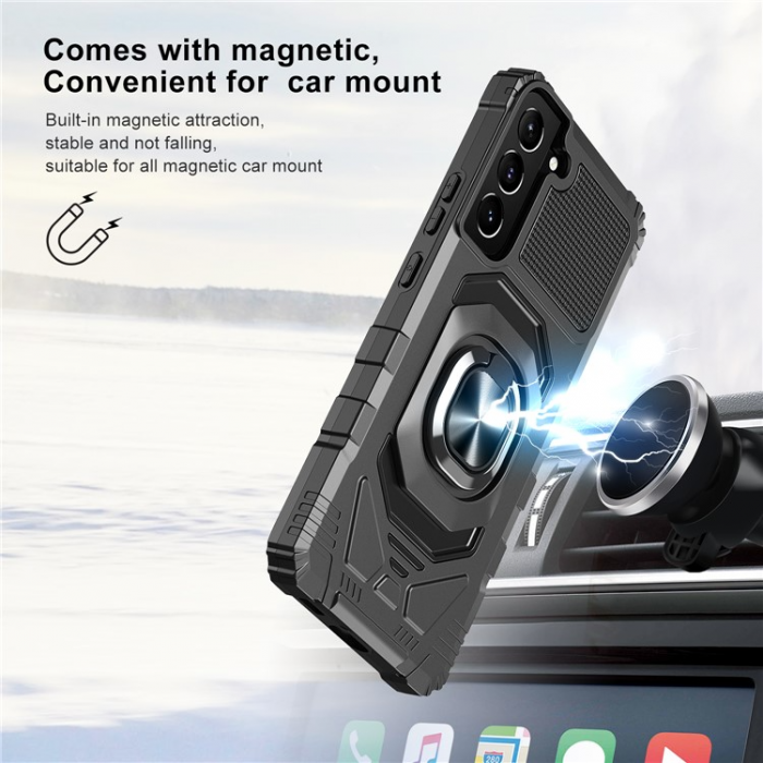 A-One Brand - Galaxy S23 Plus Skal Ringhllare Kickstand Anti-Fall - Svart