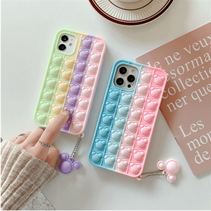 Fidget Toys - Panda Pop it Fidget Multicolor Skal till iPhone 13 Mini - Rosa