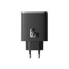 BASEUS - Baseus GaN Väggladdare 2x USB-C Till USB-A 65W Cube Pro - Svart