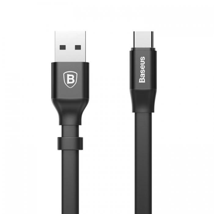BASEUS - Baseus Nimble Platt USB-A till USB-C Kabel 0.23M - Svart