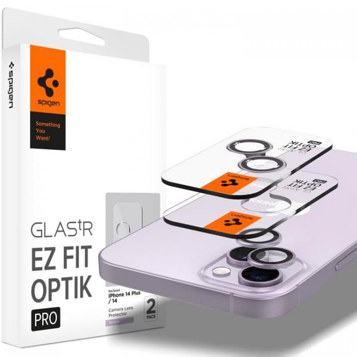 Spigen - [2-Pack] Spigen iPhone 14/14 Plus Kameralinsskydd i Hrdat Glas - Lila