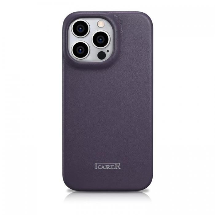 ICARER - iCarer iPhone 14 Pro Plnboksfodral Magsafe CE Lder - Morklila