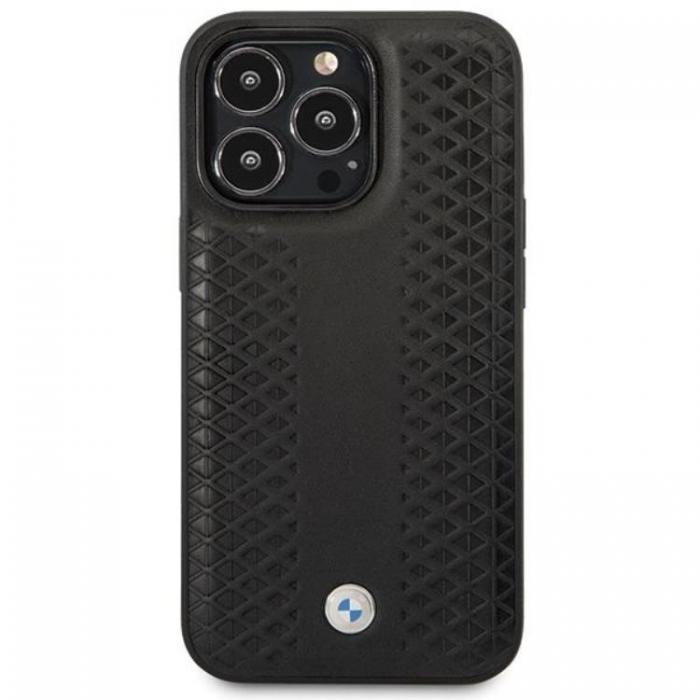 BMW - BMW iPhone 14 Pro Mobilskal Lder Diamond Pattern - Svart