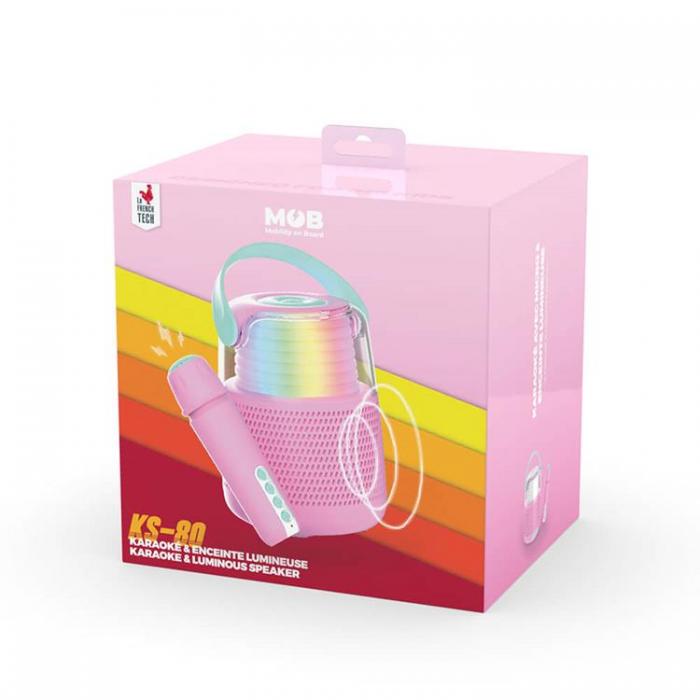 MOB - MOBILITY ON BOARD Hgtalare Karaoke Kit Mic LED - Rosa