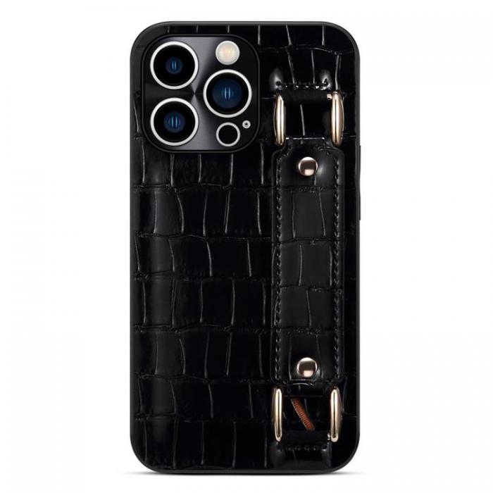 A-One Brand - iPhone 14 Pro Skal Korthllare Crocodile - Svart