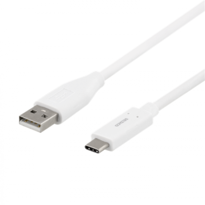UTGATT1 - Deltaco USB-A till USB-C Kabel 0.5m 3A - Vit