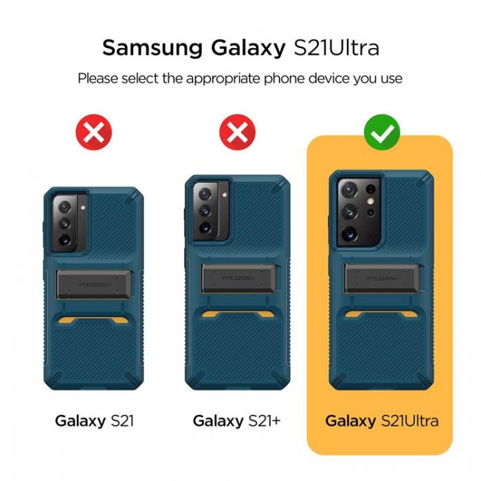 UTGATT4 - VRS DESIGN - Damda QuickStand Skal Samsung Galaxy S21 Ultra- Bl
