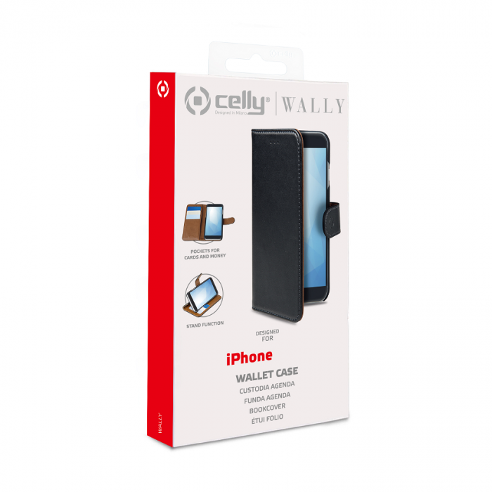 Celly - Celly Wallet | Plnboksfodral iPhone 12 Mini - Svart
