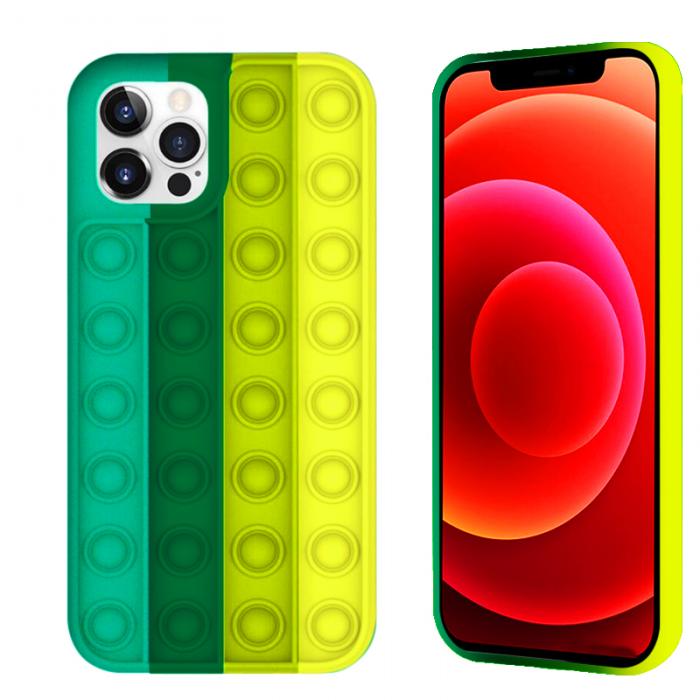 A-One Brand - Pop it Fidget Multicolor Skal till iPhone 13 Pro - Mrk Grn