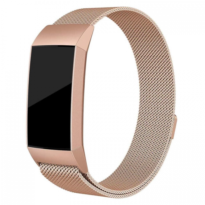 A-One Brand - Fitbit Charge 4/3 Armband Milanese Loop - Rosa Guld