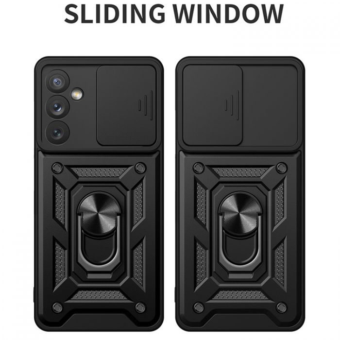 A-One Brand - Galaxy A54 5G Mobilskal Ringhllare Kickstand Slide Kamera - Svart