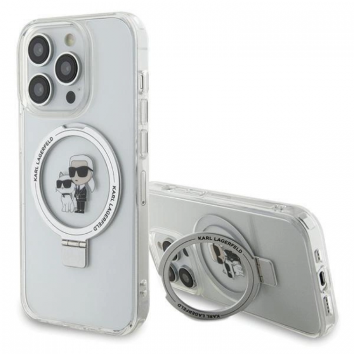 KARL LAGERFELD - Karl Lagerfeld iPhone 14 Pro Mobilskal MagSafe Ringstll - Vit