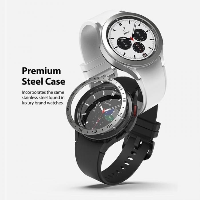 UTGATT5 - Ringke Bezel Styling Stainless Skal Galaxy Watch 4 46 mm - Silver