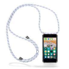 CoveredGear-Necklace - Boom iPhone 7/8/SE 2020/SE 2022 skal med mobilhalsband- White Stripes Cord
