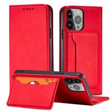 A-One Brand - iPhone 12 Plånboksfodral Magnet Stand - Röd