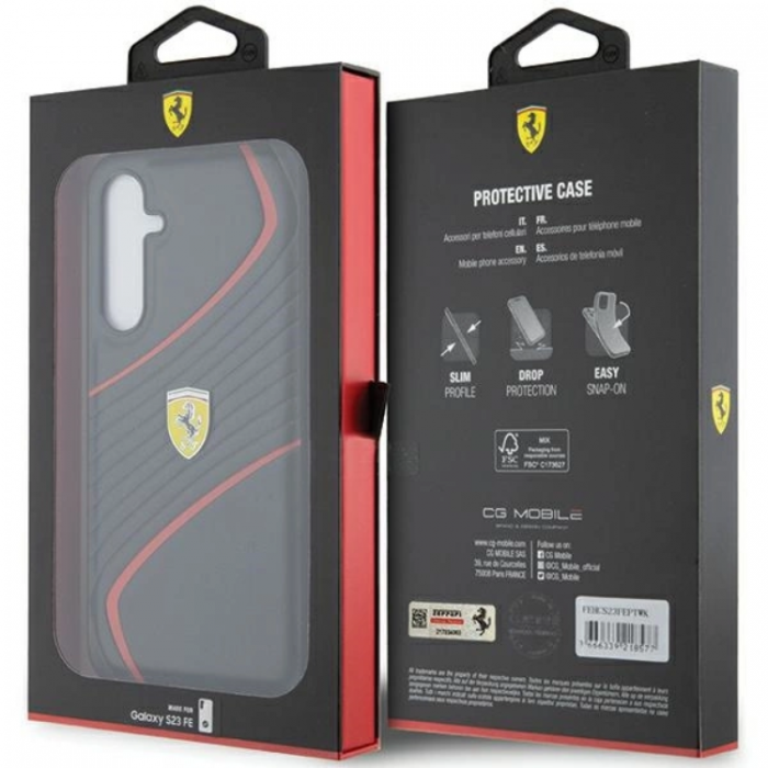 Ferrari - Ferrari Galaxy S23 FE Mobilskal Twist Metal Logo - Svart