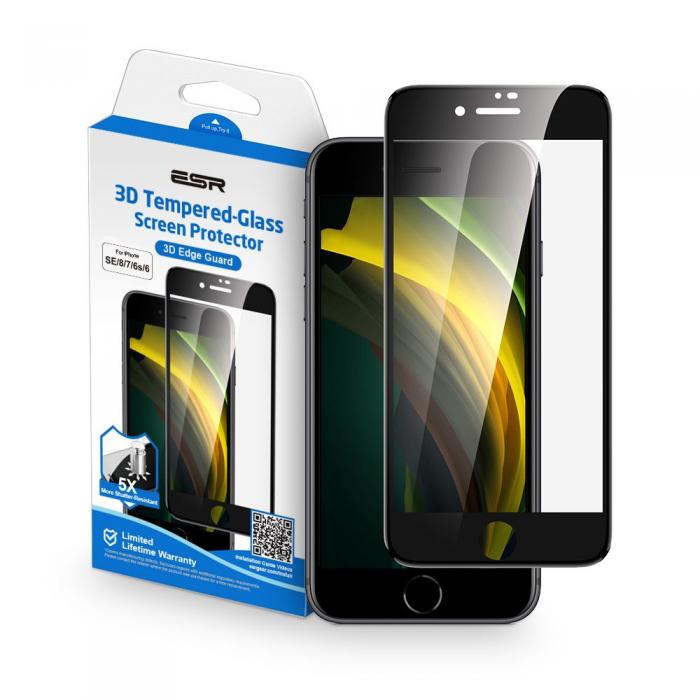 UTGATT5 - ESR Hrdat Glas Screen Shield 3D iPhone 7/8/SE 2020 Black