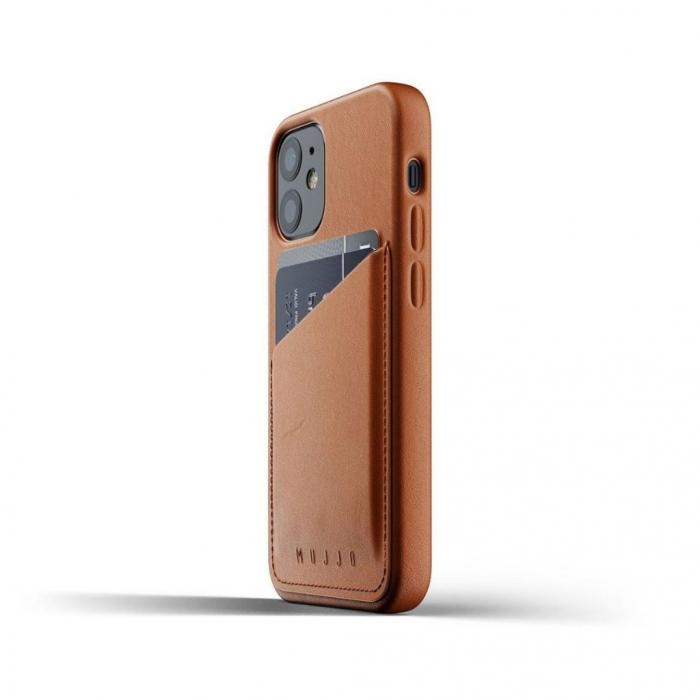 UTGATT1 - Mujjo Full Leather Wallet Case till iPhone 12 Mini - Tan