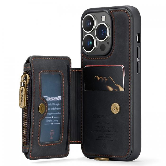 Caseme - CASEME iPhone 14 Pro Max Plnboksfodral C20 Zipper Kickstand - Svart