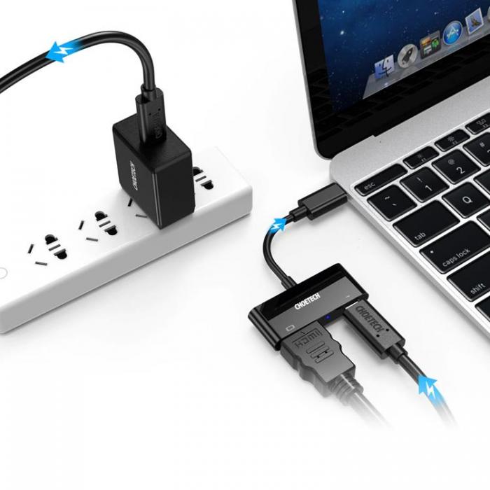 UTGATT5 - Choetech Adapter USB Typ-C - HDMI + USB-C PD - Svart