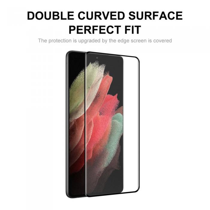 A-One Brand - [2-PACK] 3D Curved Full Glue Hrdat Glas Skrmskydd Galaxy S22 Ultra - Svart