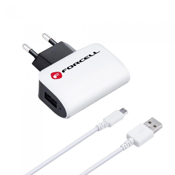 Forcell - FORCELL Reseladdare Micro USB Universal 1A + kabel