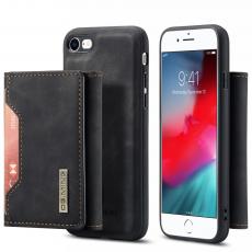 DG.MING - iPhone 7/8/SE 2020 Skal DG.MING Magnetic Tri-fold Wallet Med Kickstand - Svart