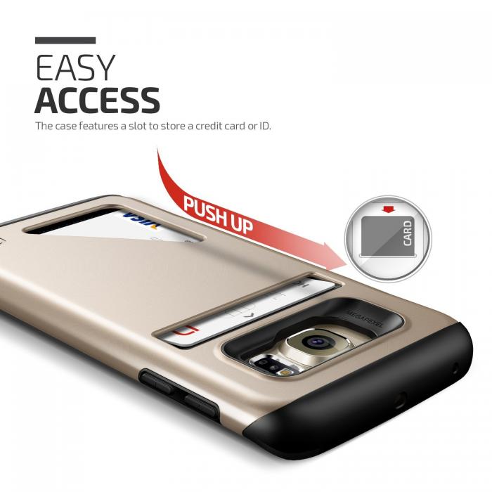 UTGATT5 - Lific Mighty Card Defense Skal till Samsung Galaxy S6 Edge Plus - Guld