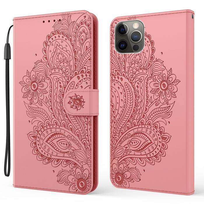 A-One Brand - Blommor iPhone 13 Pro Max Plnboksfodral - Rosa