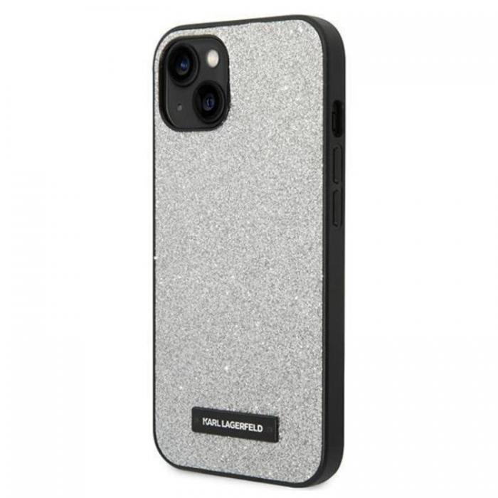 UTGATT1 - Karl Lagerfeld iPhone 14 Plus Skal Glitter Plaque Logo - Silver