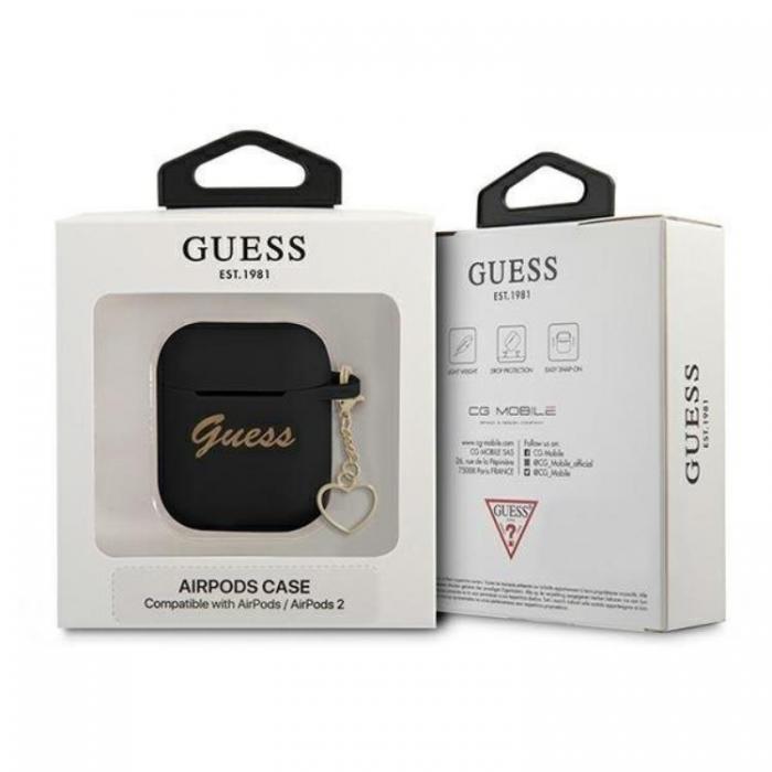 Guess - Guess Silicone Heart Charm Collection Skal Airpods - Svart