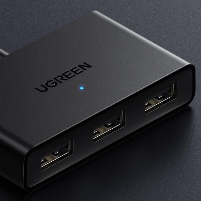 Ugreen - Ugreen HUB USB 2 Inputs Till 3x USB Outputs - Svart