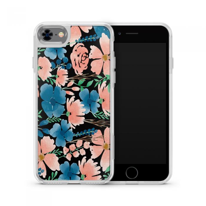 UTGATT5 - Fashion mobilskal till Apple iPhone 7 - Sommarblommor - Svart