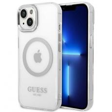 Guess - GUESS iPhone 14 Skal Magsafe Metal Outline - Silver