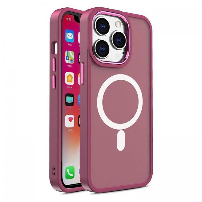 A-One Brand - iPhone 15 Pro Mobilskal MagSafe Magnetic Matte - Burgundy