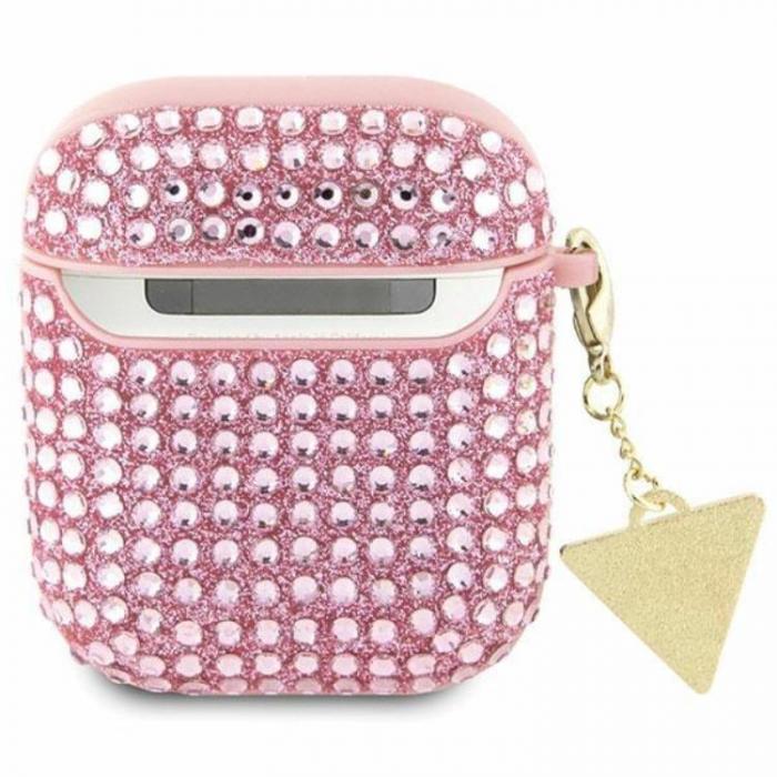 Guess - Guess AirPods 1/2 Skal Rhinestone Triangle Charm - Rosa
