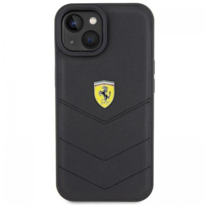 Ferrari - Ferrari iPhone 15 Mobilskal Quilted Metal Logo - Svart