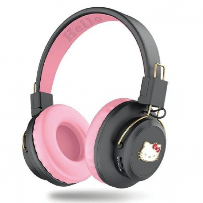 Hello Kitty - Hello Kitty On-Ear Hrlurar Bluetooth Metal Logo - Rosa/Svart