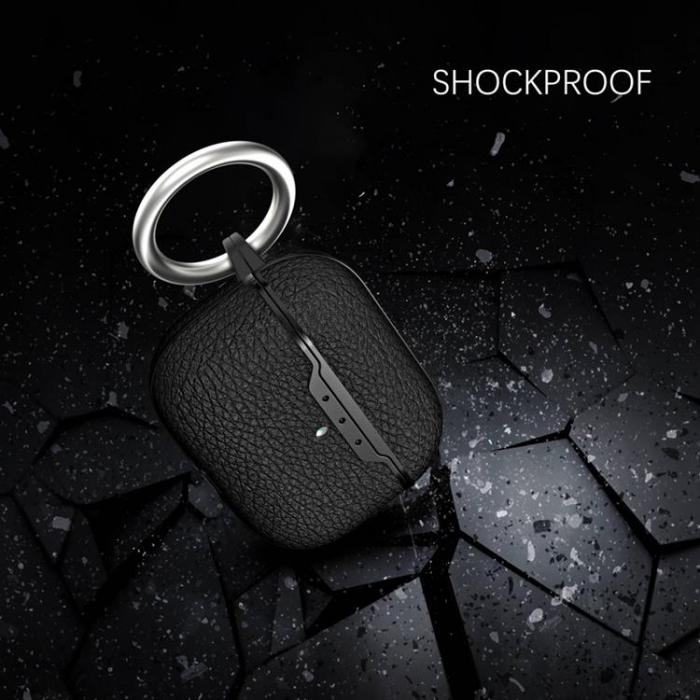 A-One Brand - AirPods Pro 2 Skal Litchi Texture TPU - Svart