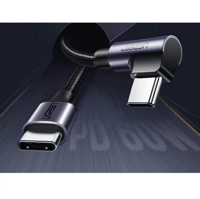 Ugreen - Ugreen Angle USB-C till USB-C Kabel 60 W 1 m - Svart/Gr