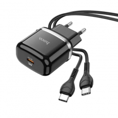 Hoco - Hoco Väggladdare USB-C Med USB-C Kabel - Svart