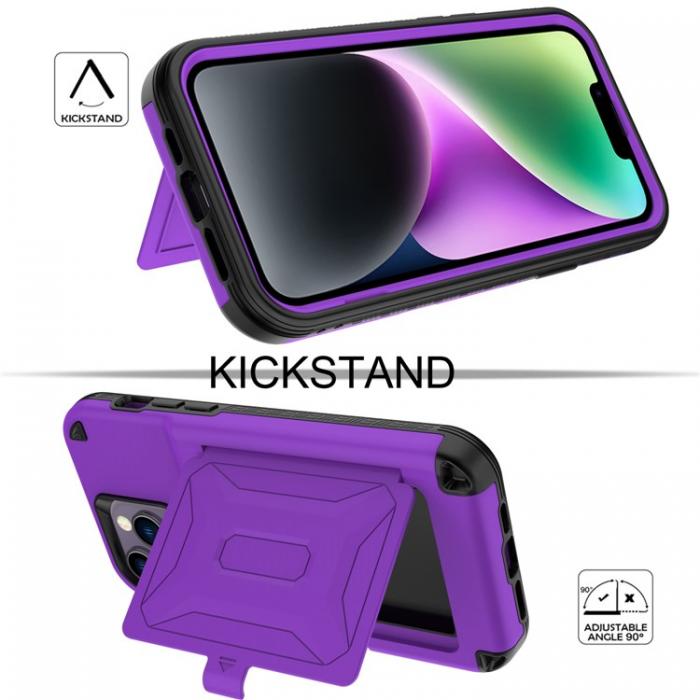A-One Brand - iPhone 14 Skal Korthllare Mirror Kickstand - Lila