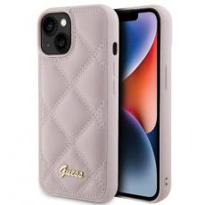 Guess - Guess iPhone 15 Mobilskal Quilted Metal Logo - Rosa