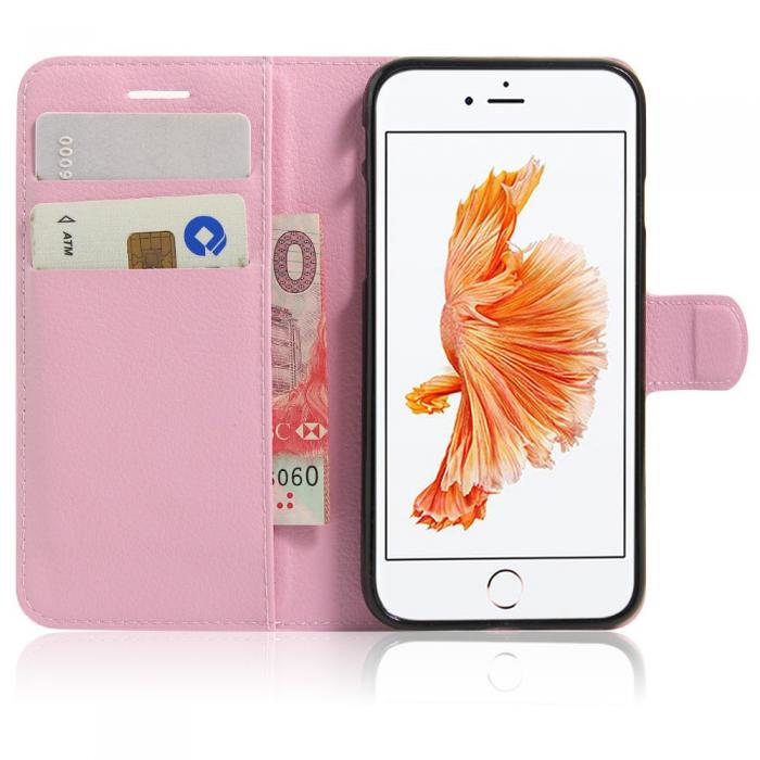 UTGATT5 - Litchi Plnboksfodral till iPhone 7/8/SE 2020 - Rosa