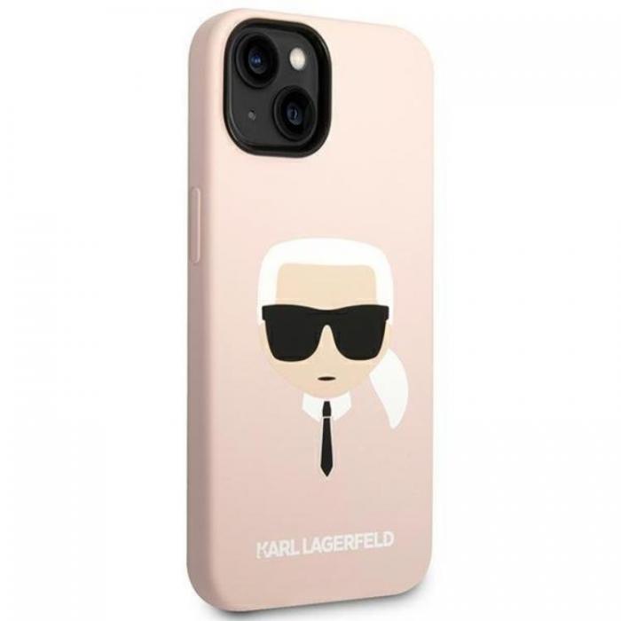 KARL LAGERFELD - Karl Lagerfeld iPhone 14 Plus Skal Magsafe Silicone Karl`s Head - Rosa
