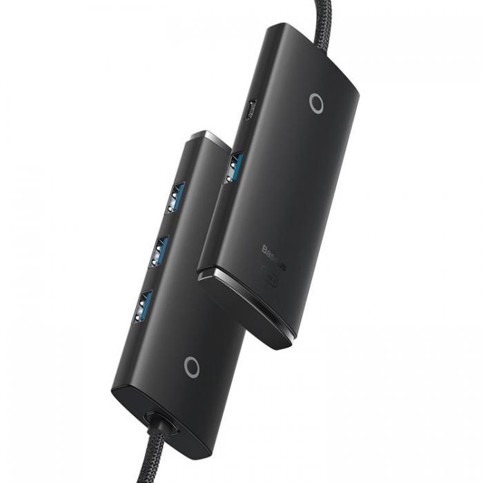 BASEUS - Baseus HUB USB-A 4-Port USB-A 0.25m Kabel - Svart